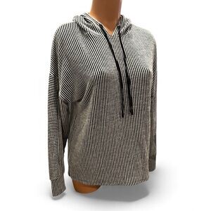 Paper Crane Black and White Striped Hoodie